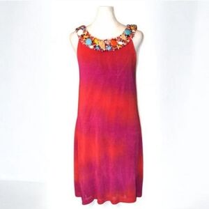 alice and olivia red beaded dress Alice + Olivia Mini Dress Pimmy Red Mirror-Embellished Beaded Cotton S   Celebrity Owned